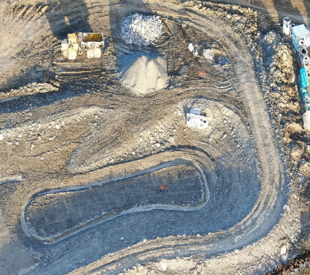 Aerial drone scanning of terrain done by Frontier Metrology in Canada & the USA